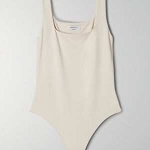Aritzia Babaton Contour Tank Bodysuit in Sand White
